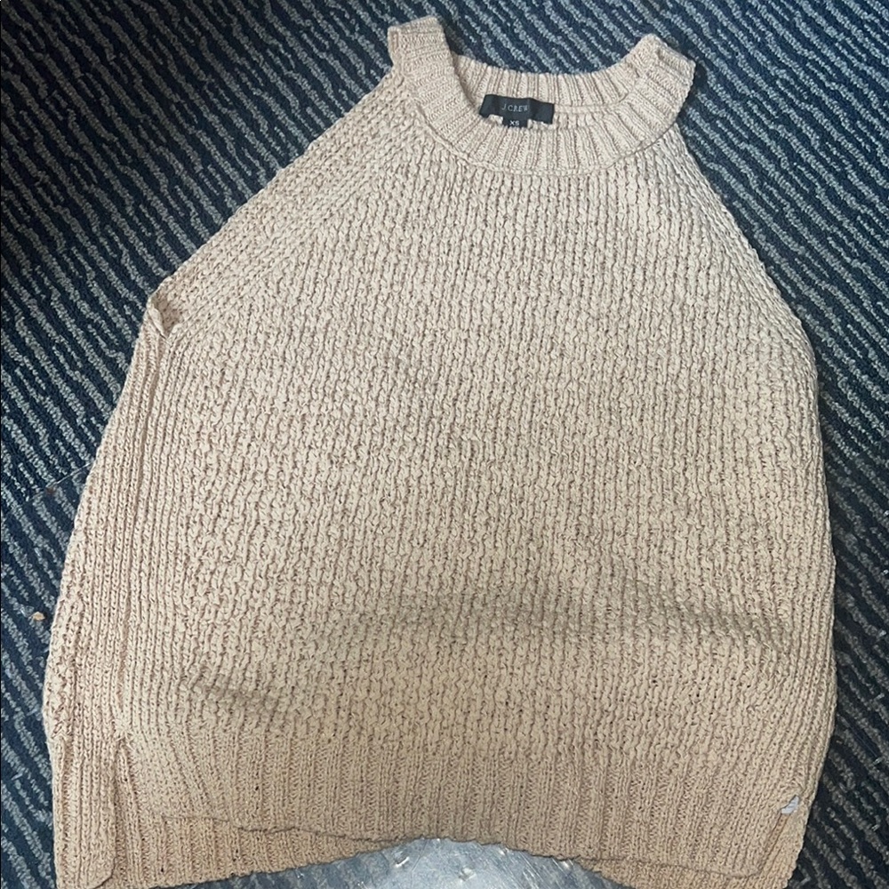 J. Crew Tan Crew Neck Sweater with Ribbed Knit